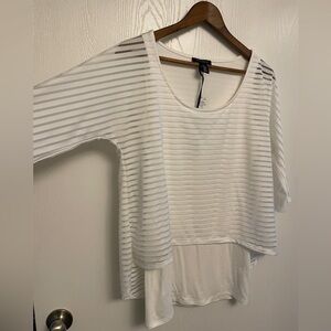 NWT WHBM Short Sleeve Layered White Stipe Shirt
